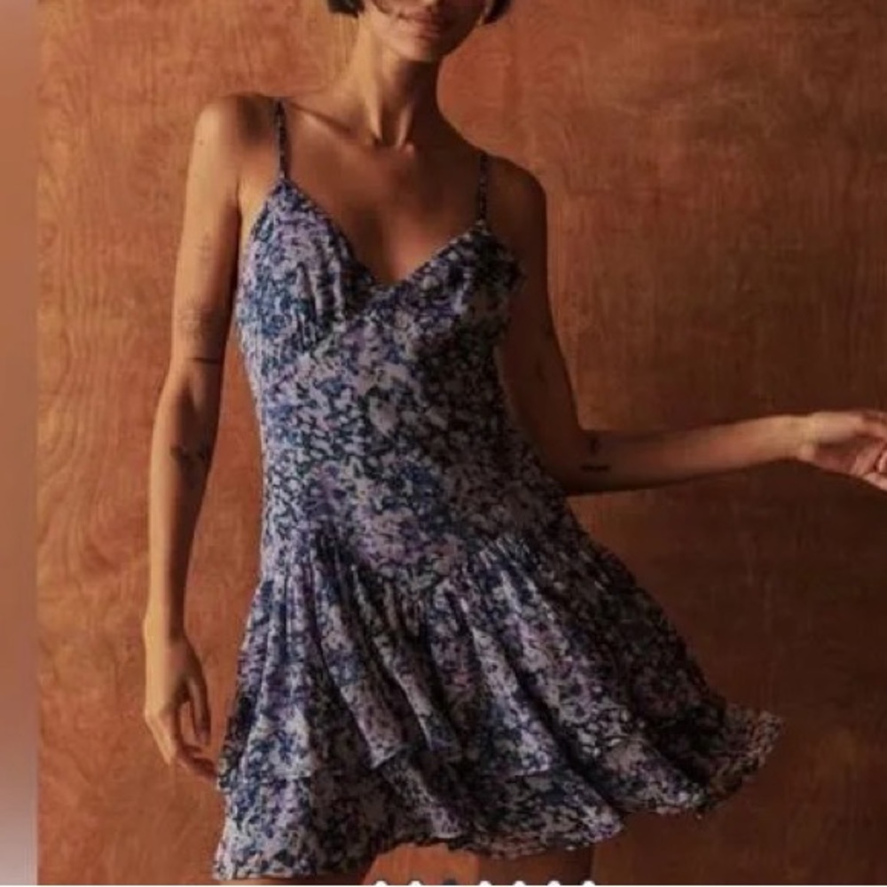 NWT Abercrombie & Fitch - Dropped Waist Ruffle Mini Dress - Size Medium Tall